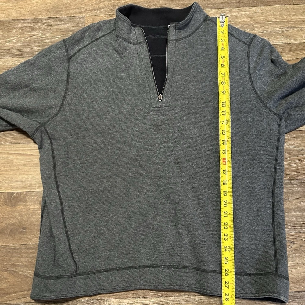 Tommy Bahama Quarter Zip Pullover Mens XL Gray Textured Long Sleeve Cotton Blend - Picture 4 of 6